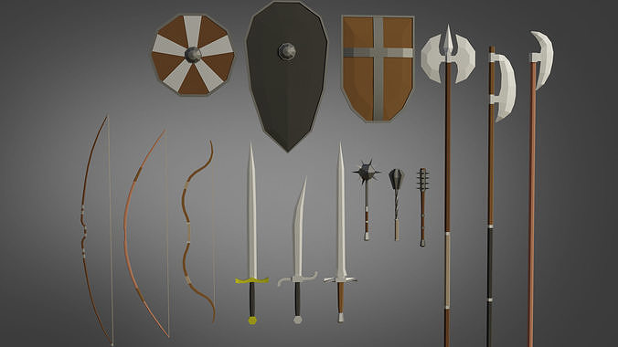 Low-Poly Stylized Medieval Weapons Low-poly 3D model