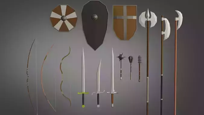 Low-Poly Stylized Medieval Weapons
