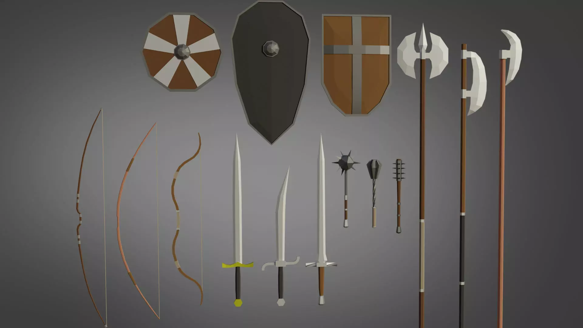 Low-Poly Stylized Medieval Weapons Low-poly 3D model_0