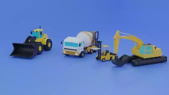 Constraction Machines Game Asset Low-poly 3D model