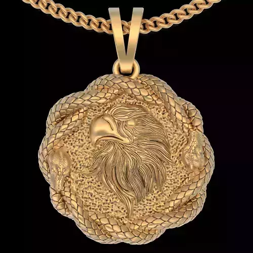 Eagle snake pendant  gold printable jewelry 3D model