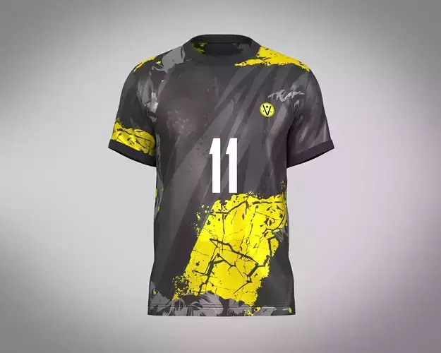Soccer Football Yellow with Ash color Jersey Player-11