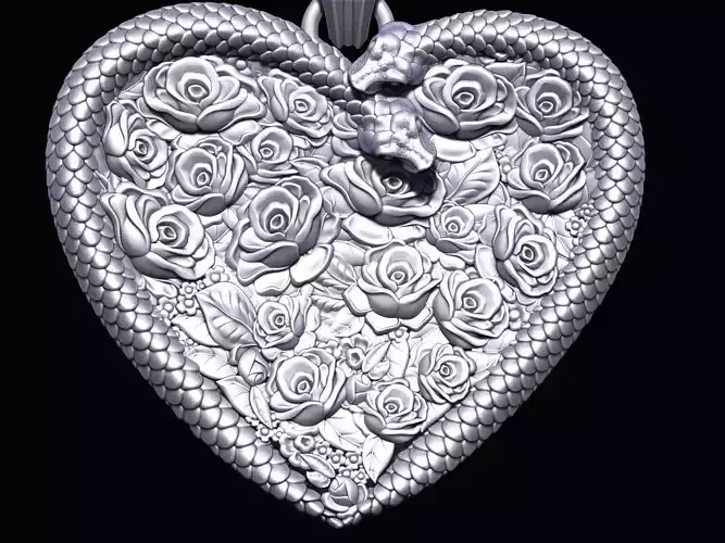 Flower snake pendant gold printable jewelry printable 3D model