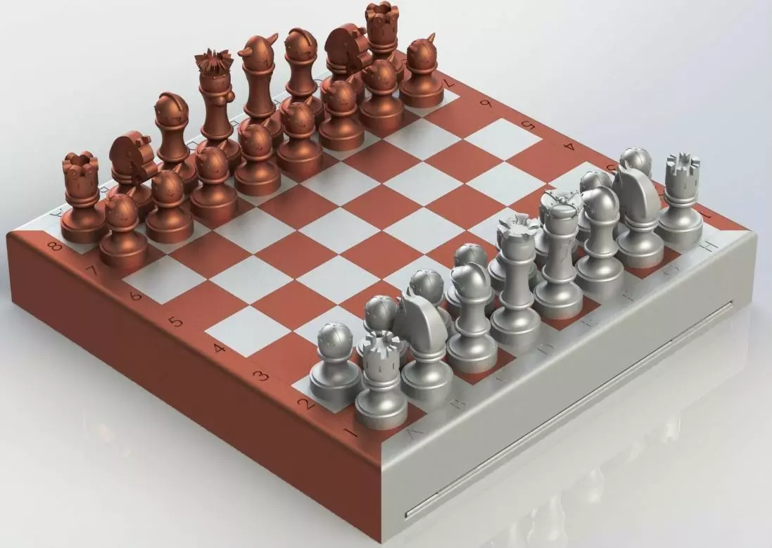 Chess Magnetic Board with Britons vs Vikings pieces 3D print model
