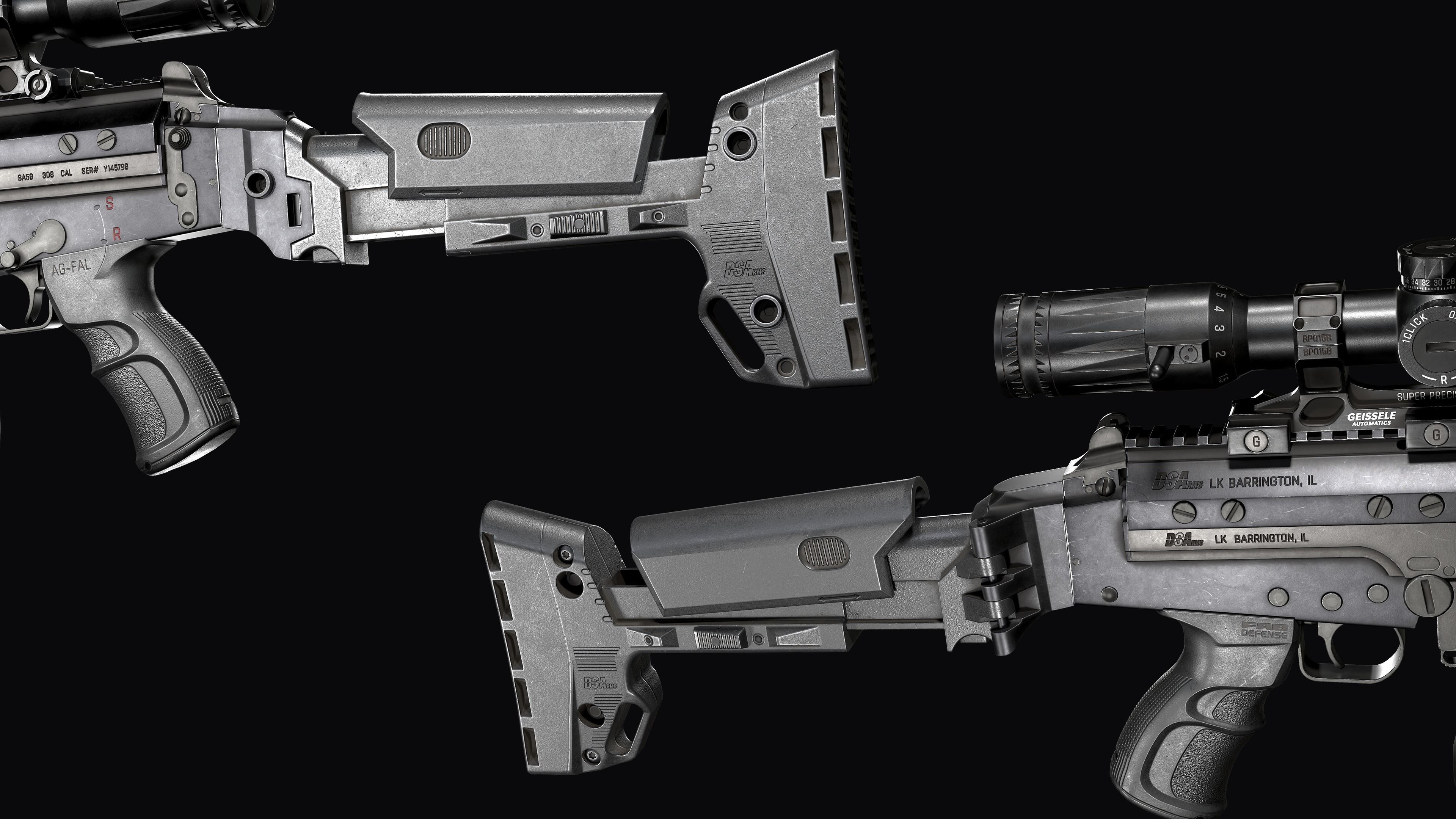 Tactical modular assault rifle DS Arms SA 58 FAL  Low-poly 3D model_18