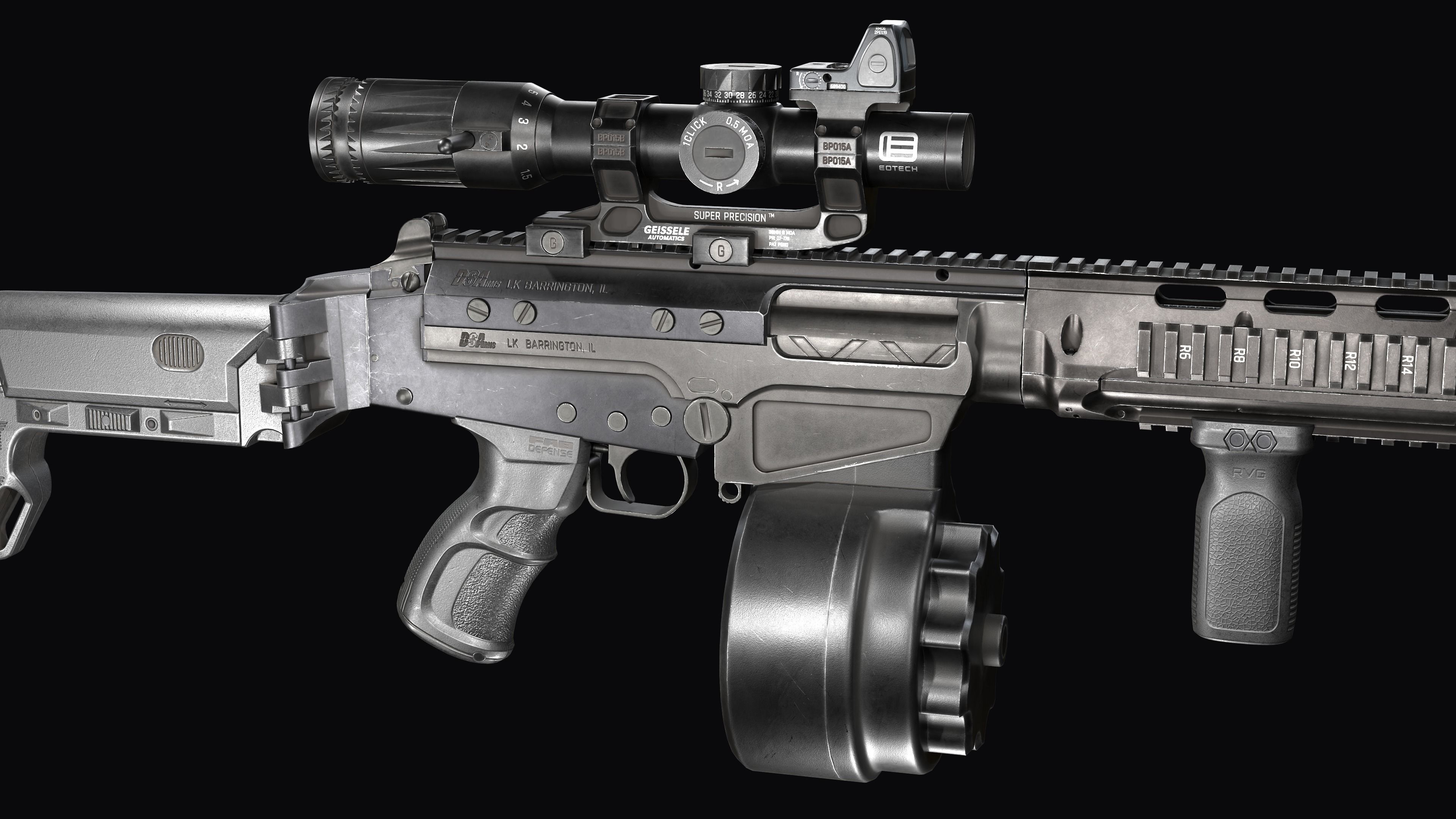 Tactical modular assault rifle DS Arms SA 58 FAL  Low-poly 3D model_14