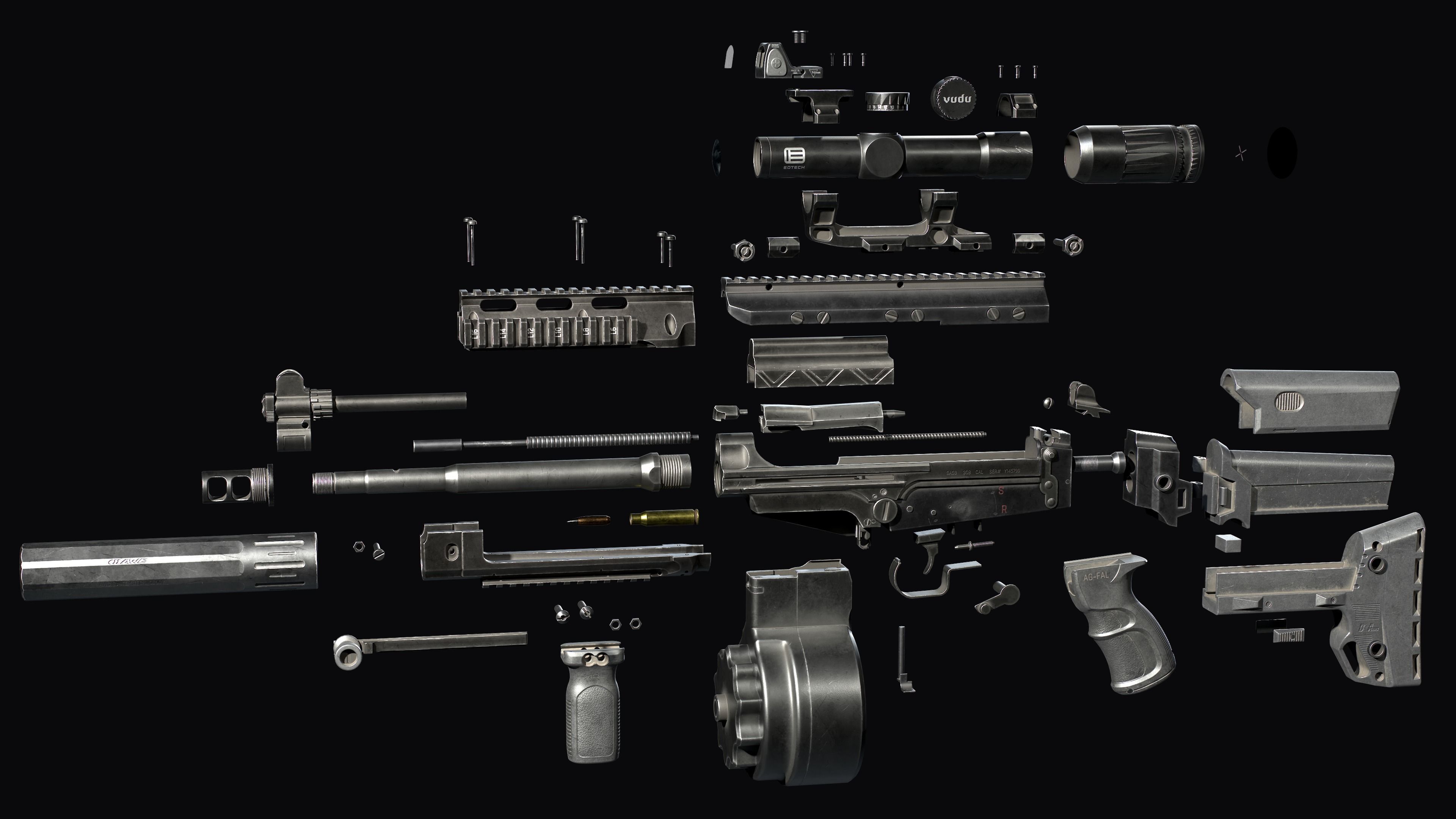 Tactical modular assault rifle DS Arms SA 58 FAL  Low-poly 3D model_30
