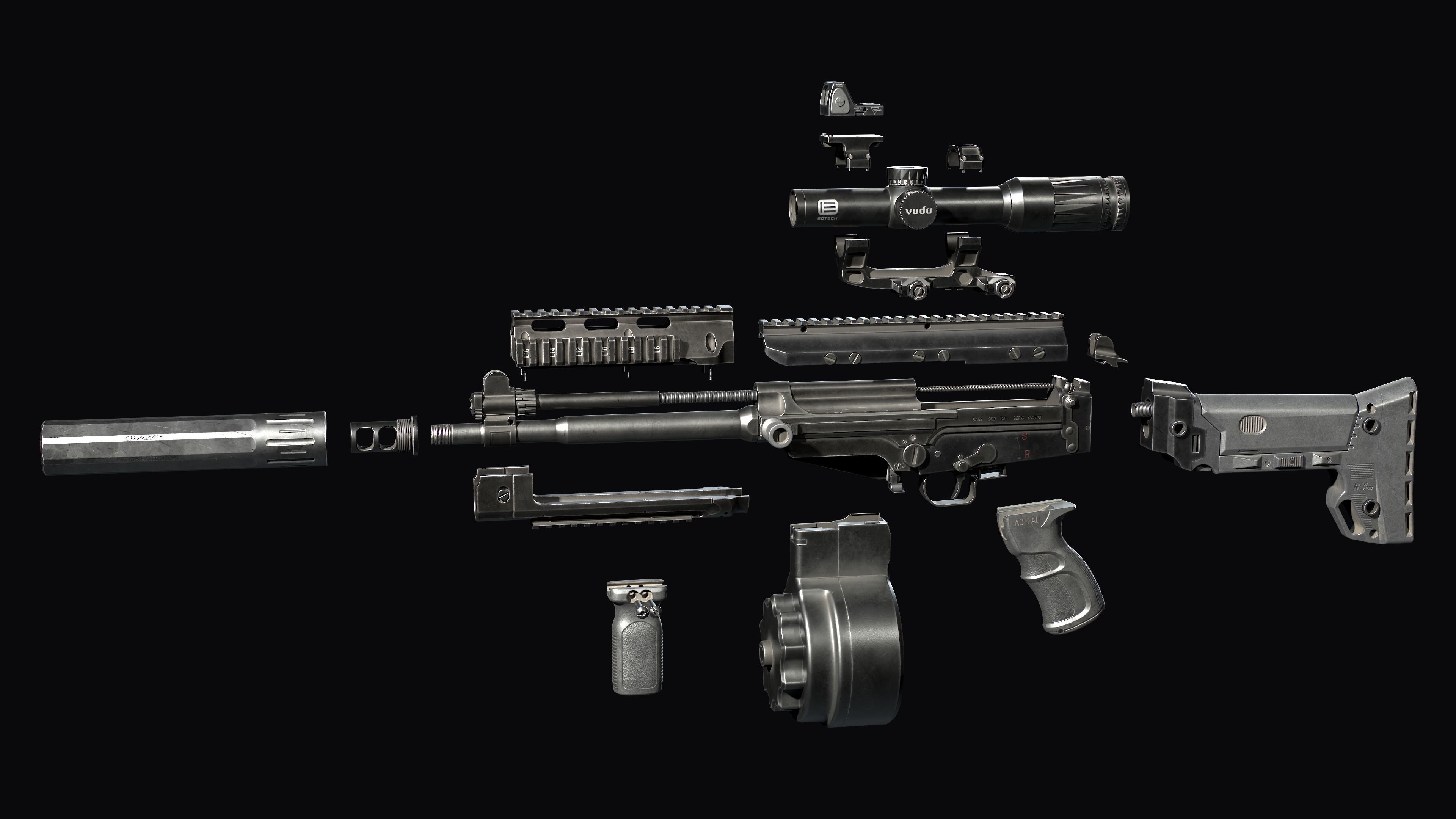 Tactical modular assault rifle DS Arms SA 58 FAL  Low-poly 3D model_29