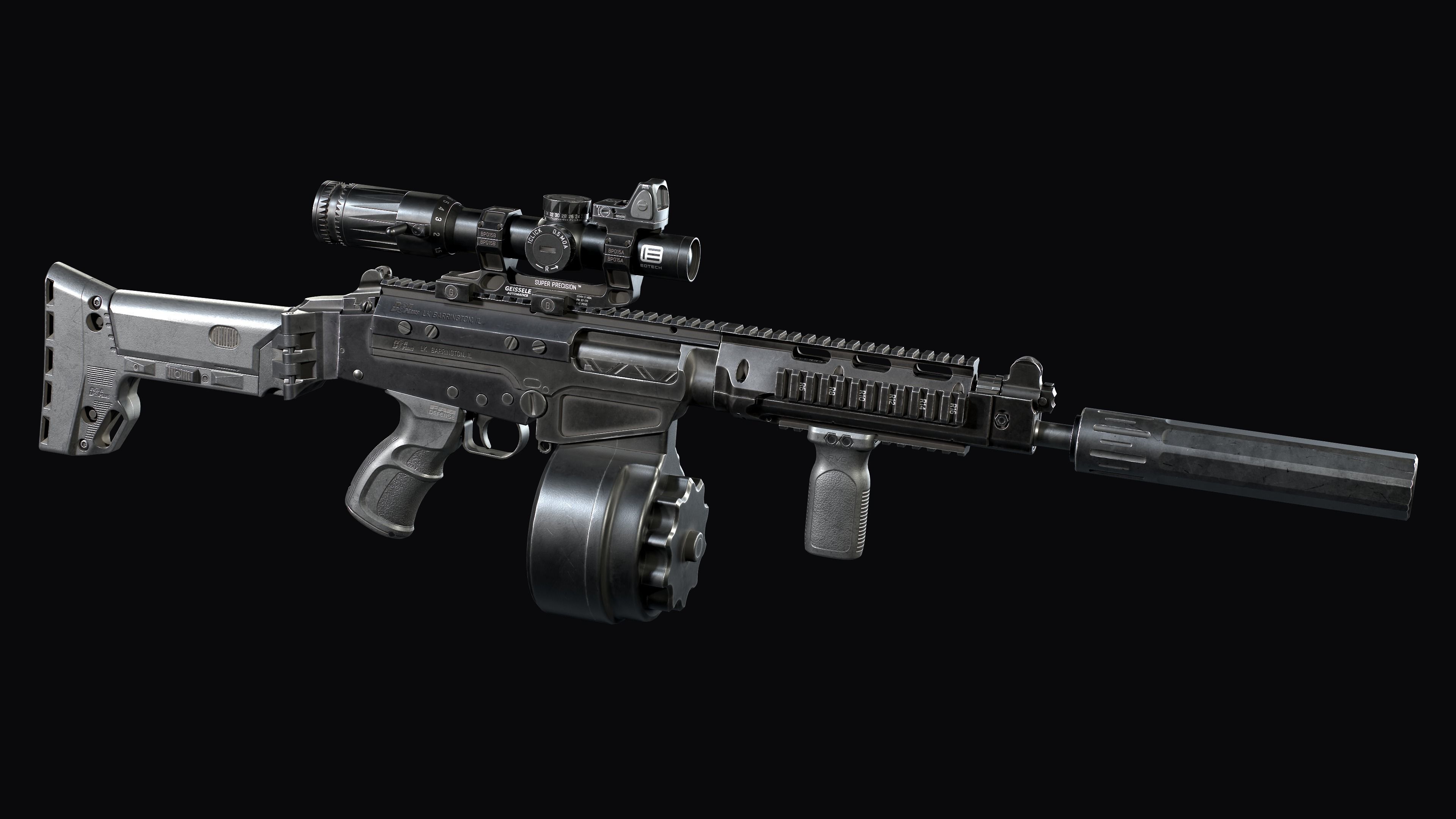 Tactical modular assault rifle DS Arms SA 58 FAL  Low-poly 3D model_9