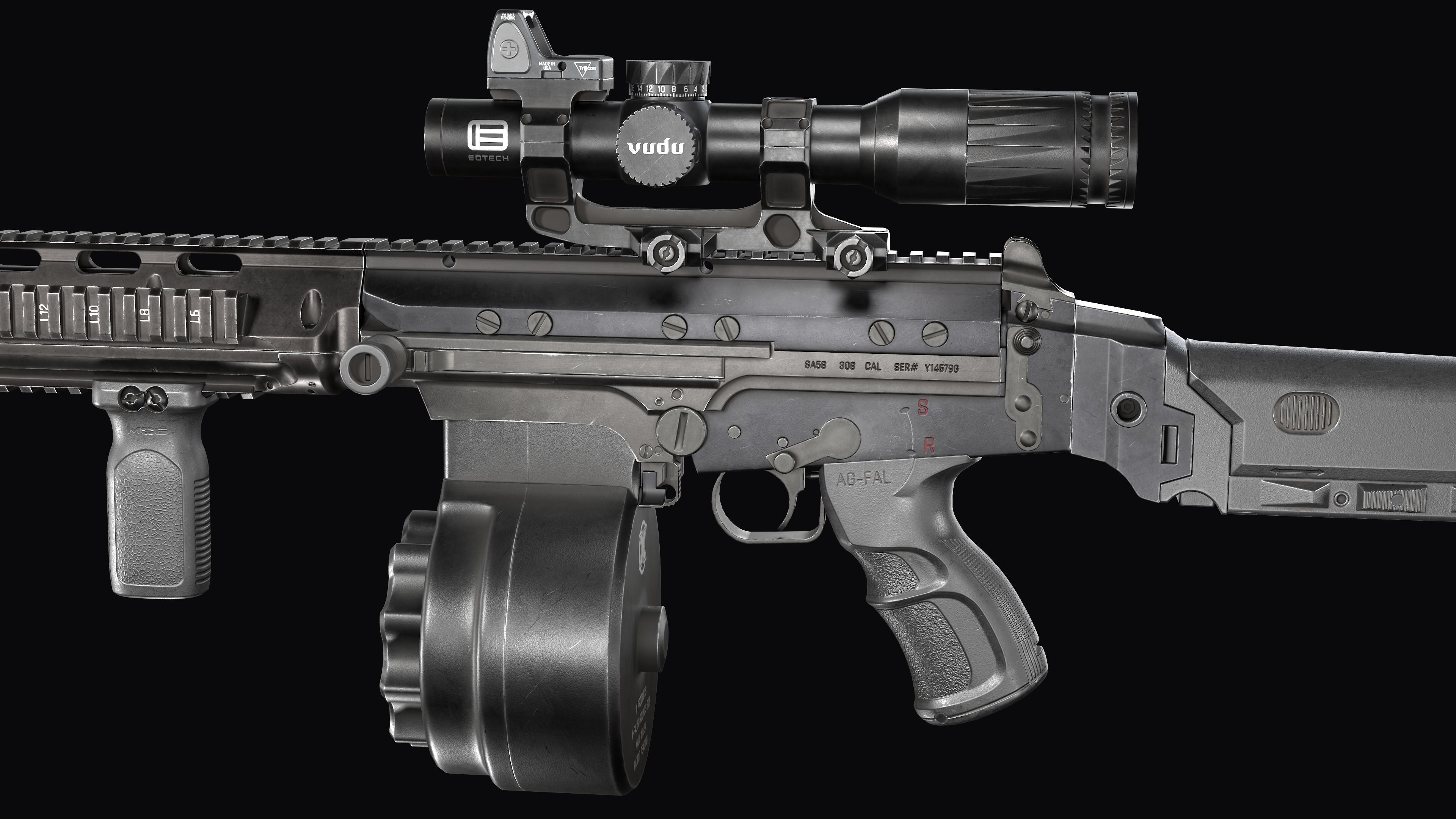 Tactical modular assault rifle DS Arms SA 58 FAL  Low-poly 3D model_12