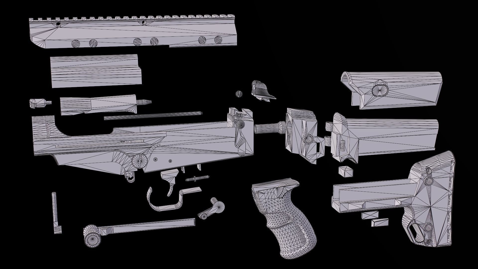 Tactical modular assault rifle DS Arms SA 58 FAL  Low-poly 3D model_35