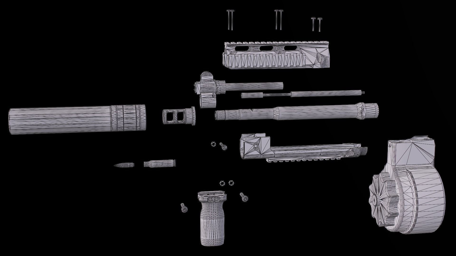 Tactical modular assault rifle DS Arms SA 58 FAL  Low-poly 3D model_36
