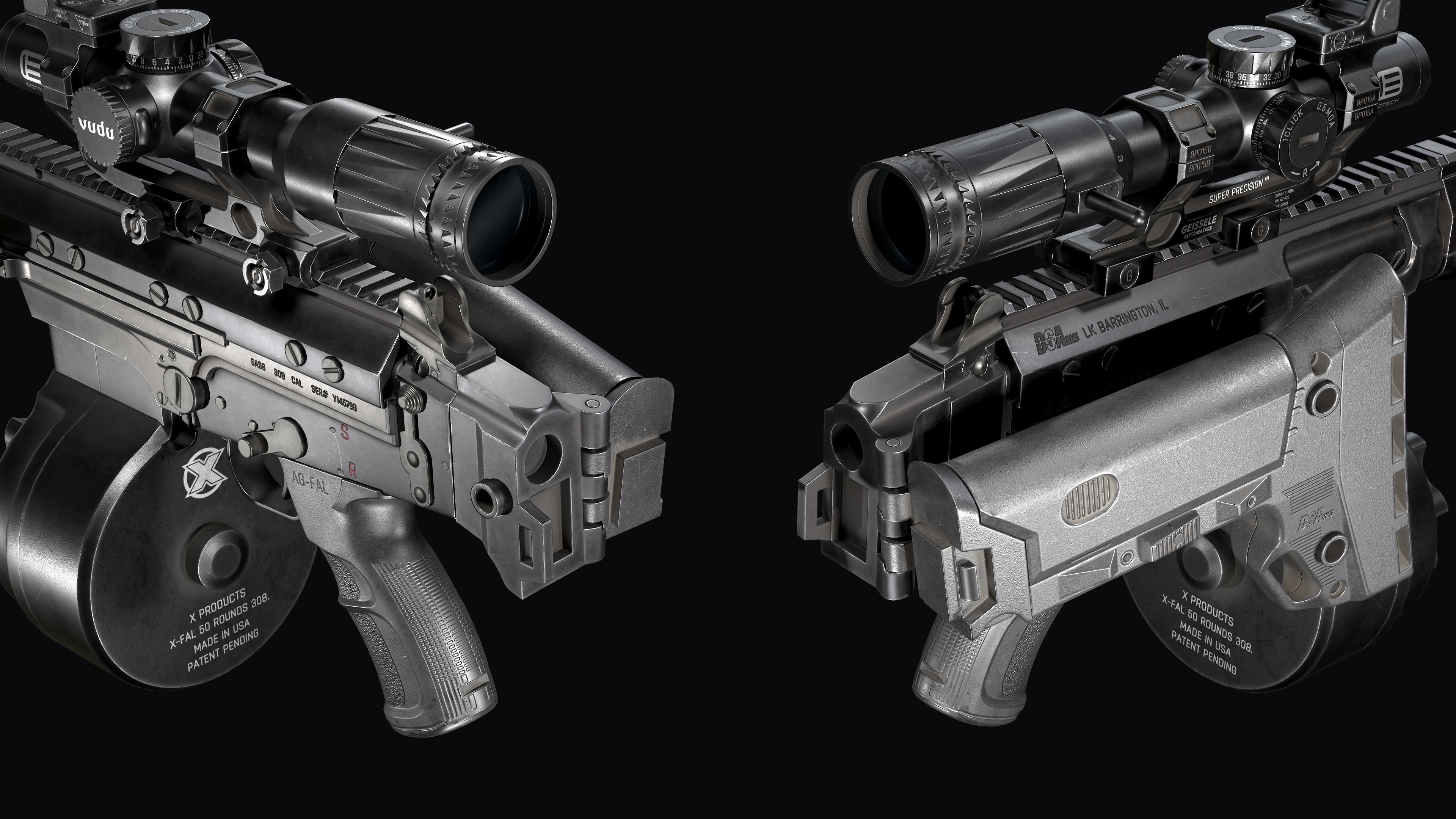 Tactical modular assault rifle DS Arms SA 58 FAL  Low-poly 3D model_19