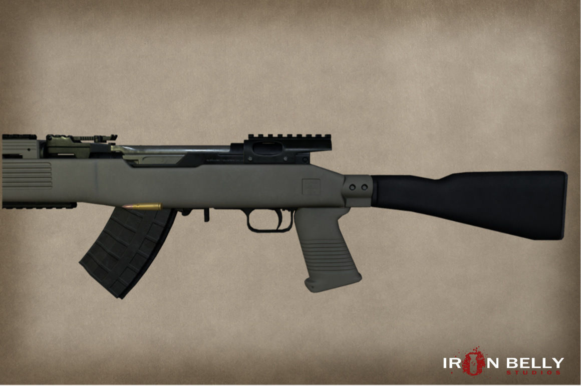 AAA SKS Modern Carbine Assault Rifle  Low-poly 3D model_2