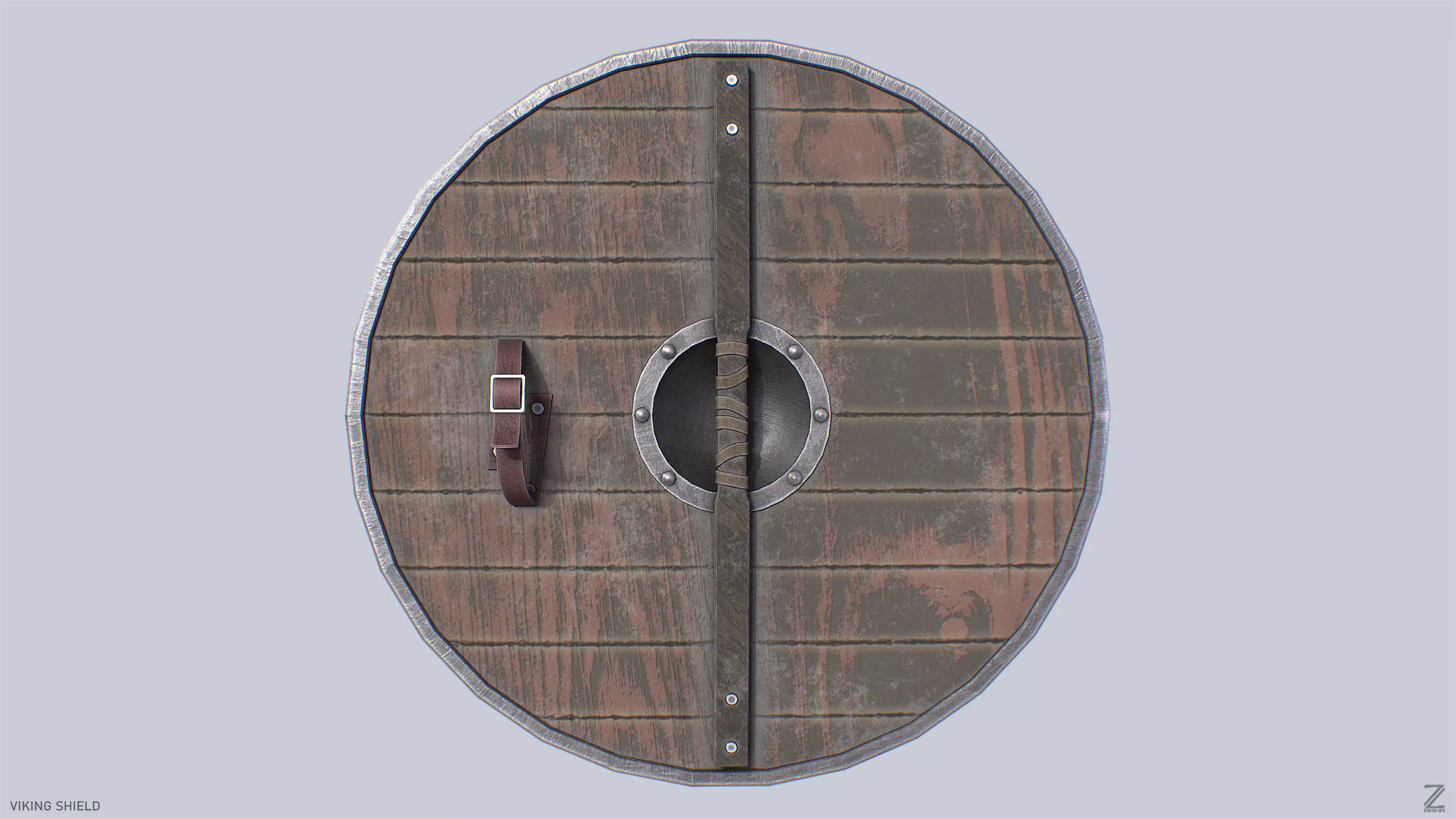 Viking shield Low-poly 3D model_3