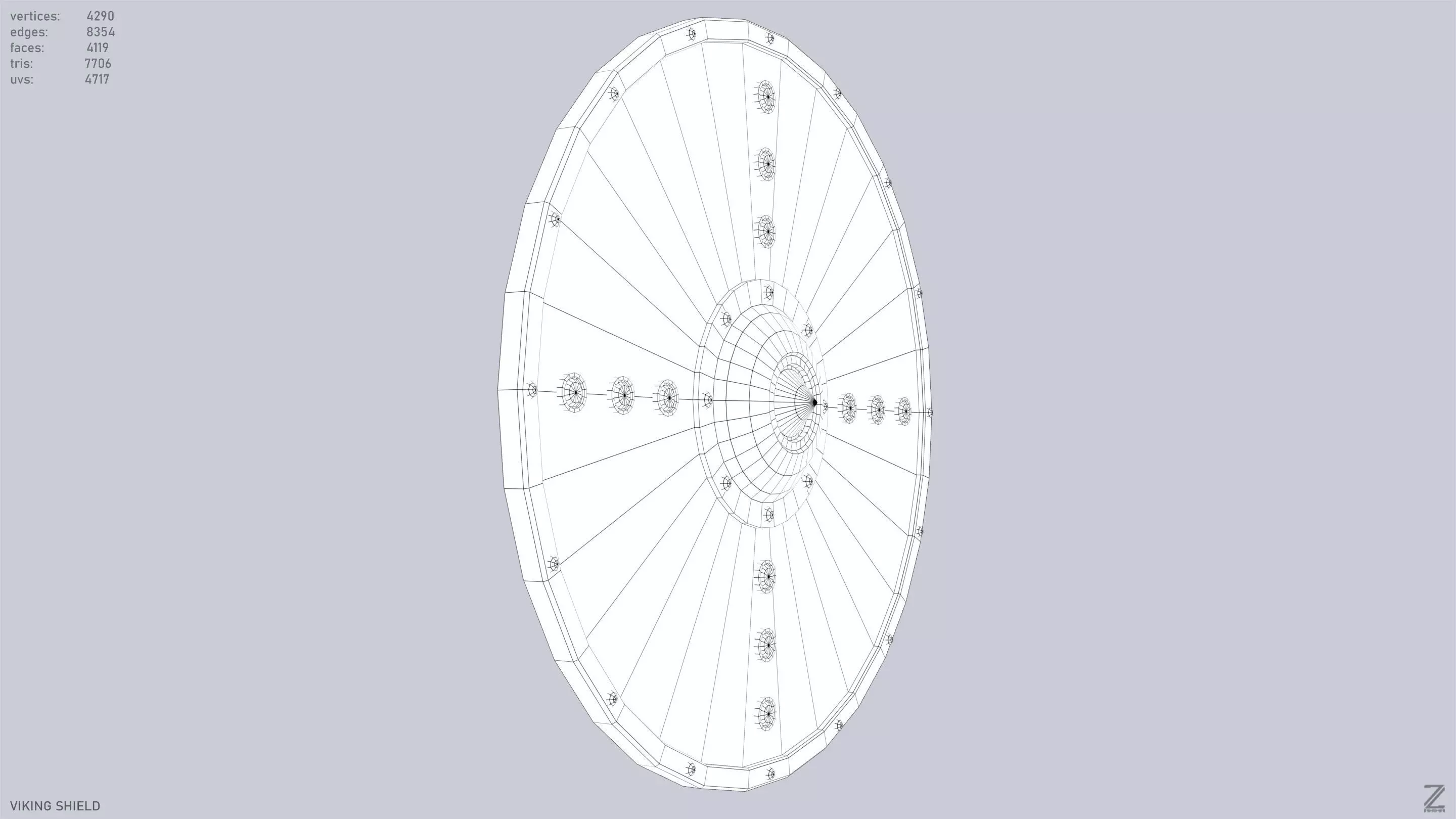 Viking shield Low-poly 3D model_14