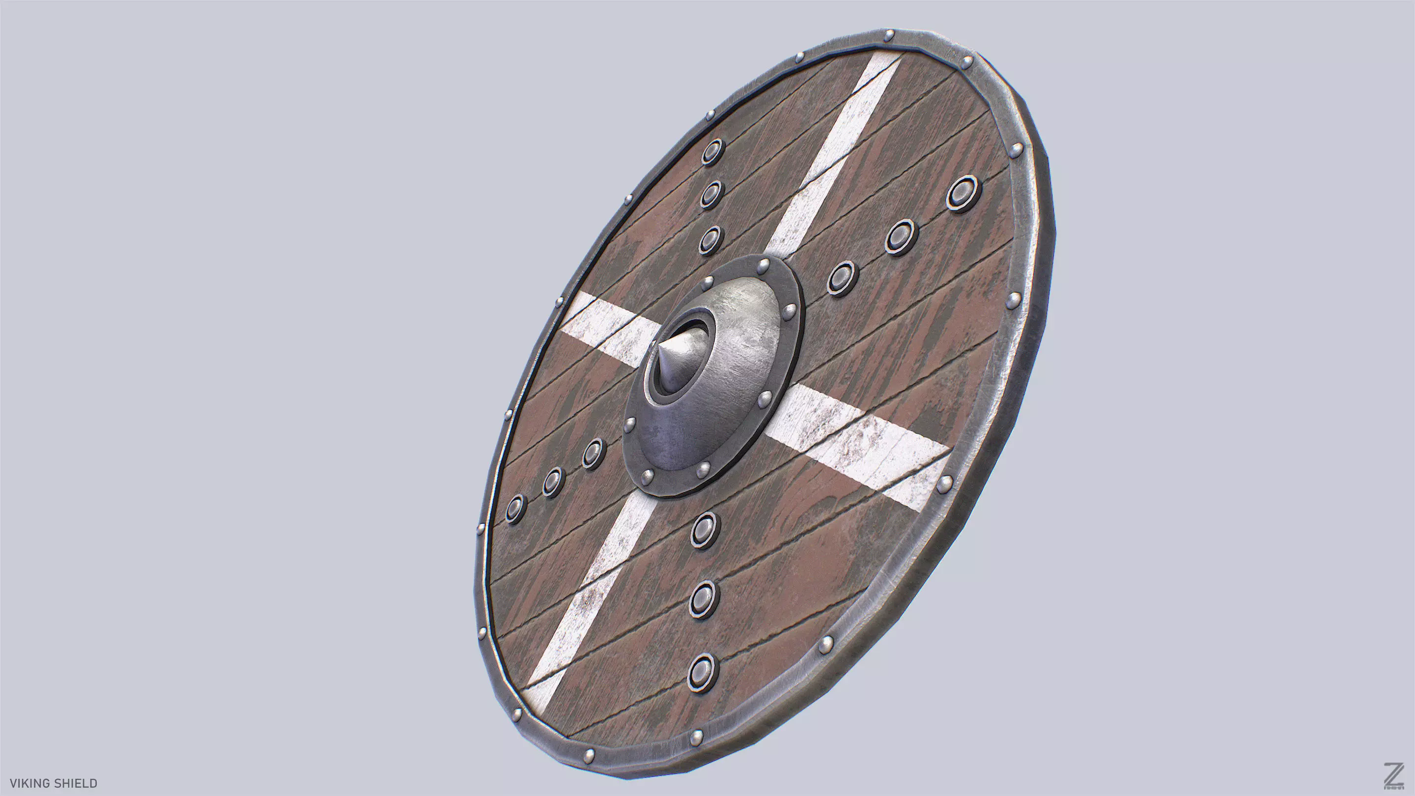Viking shield Low-poly 3D model_8
