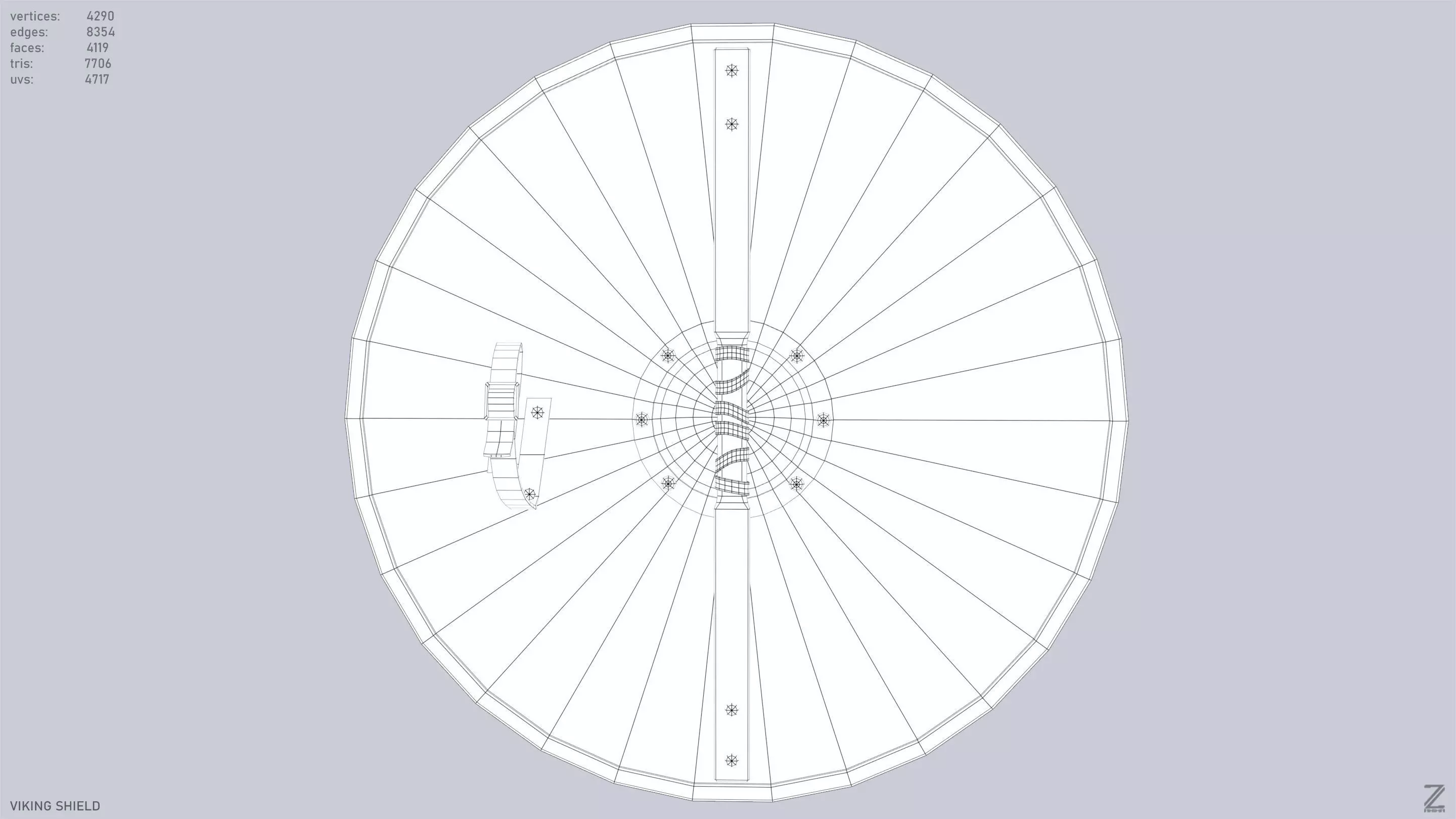 Viking shield Low-poly 3D model_12