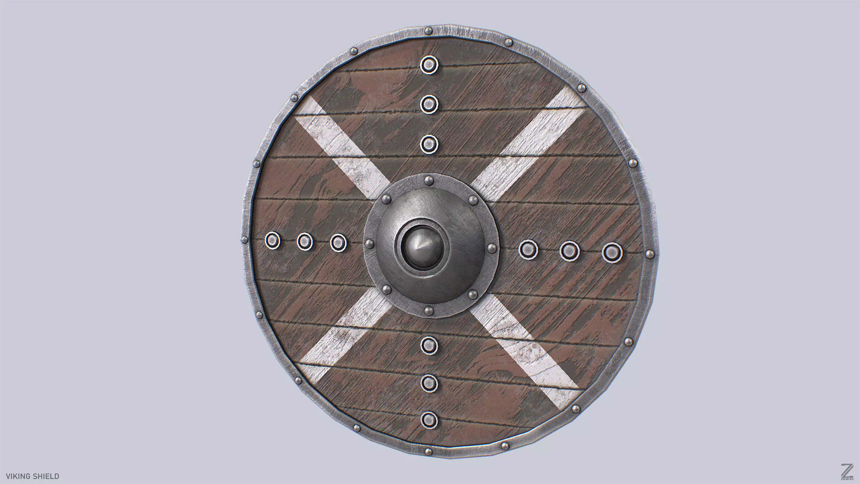Viking shield Low-poly 3D model_5