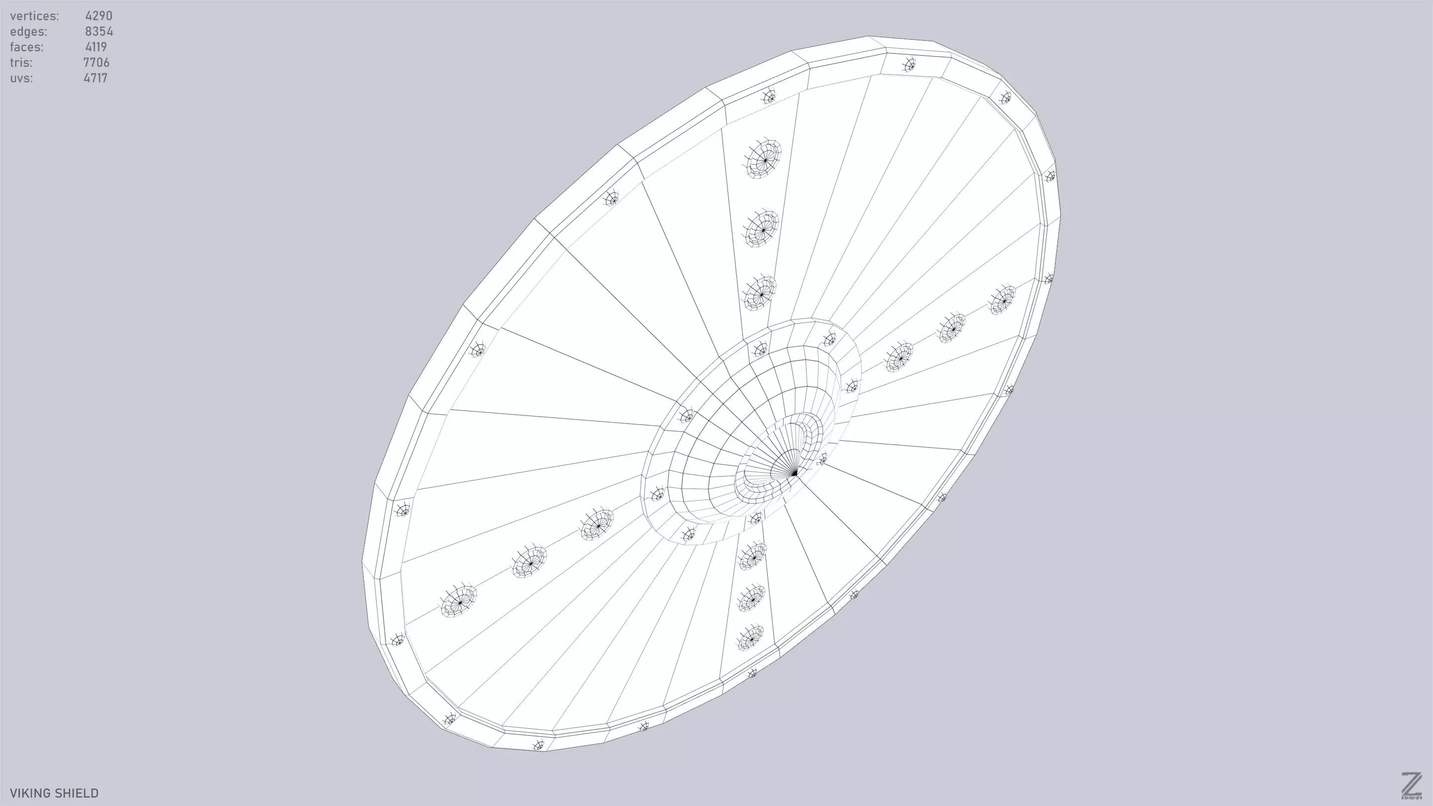 Viking shield Low-poly 3D model_13