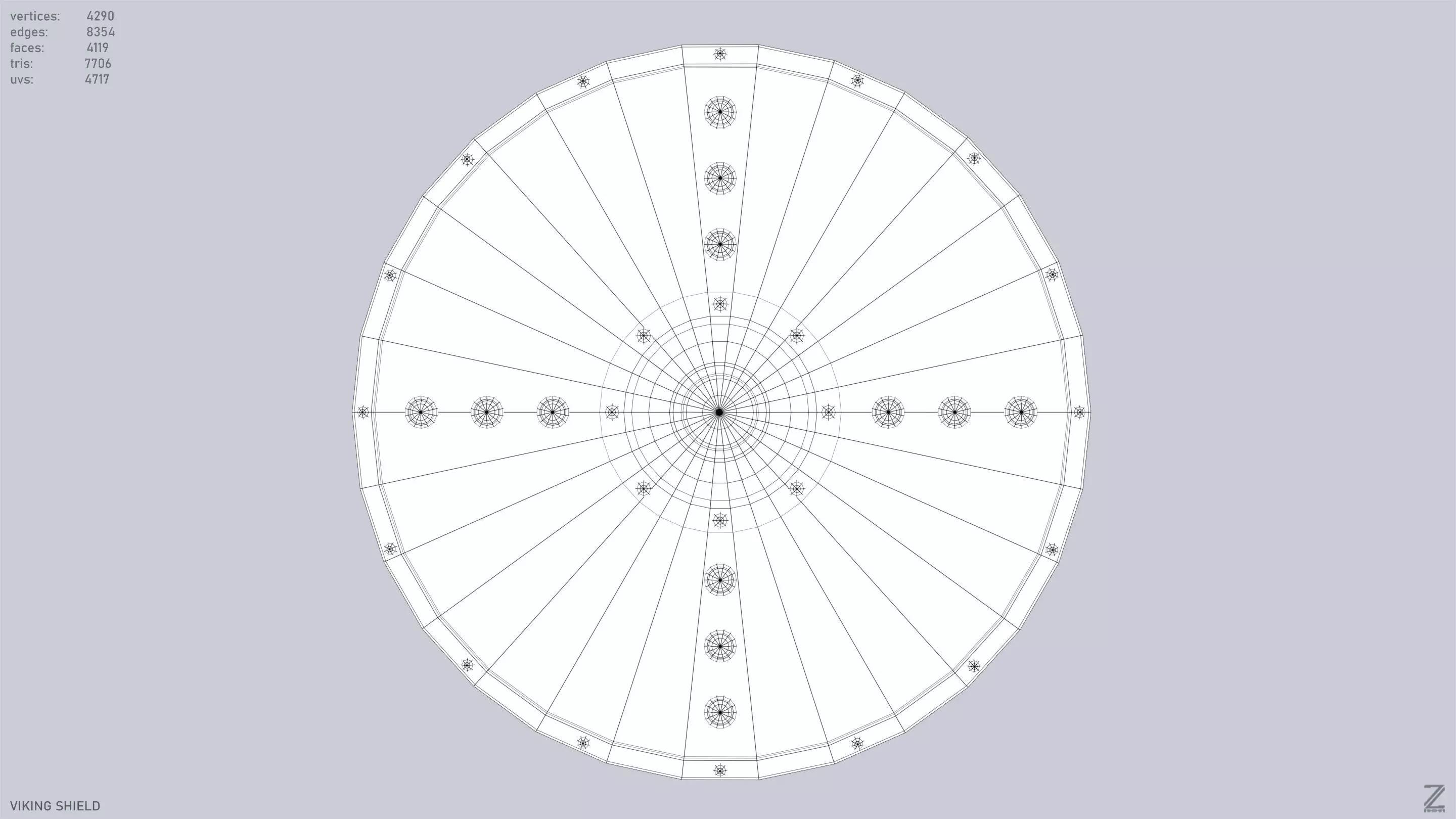 Viking shield Low-poly 3D model_9