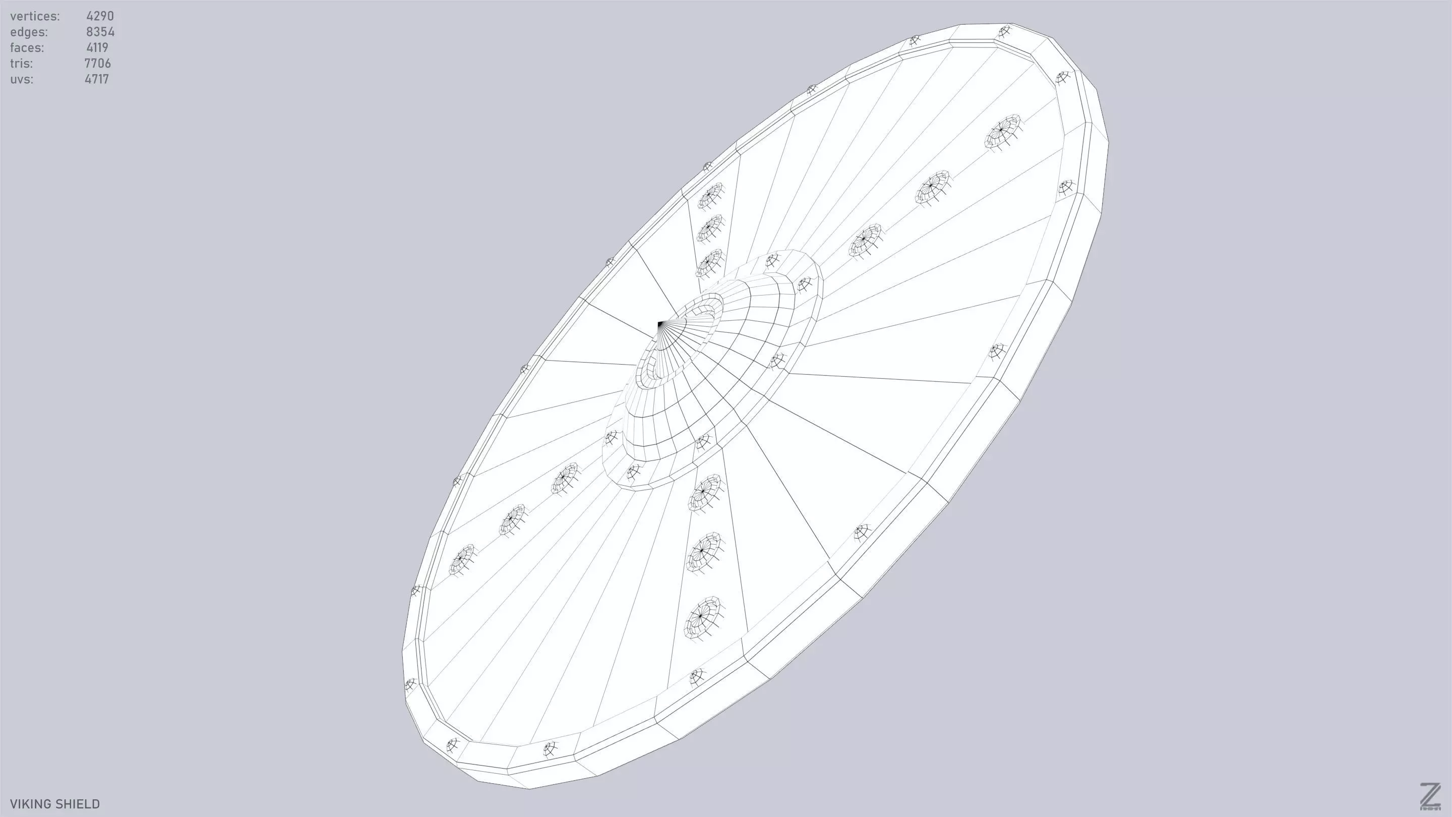 Viking shield Low-poly 3D model_15