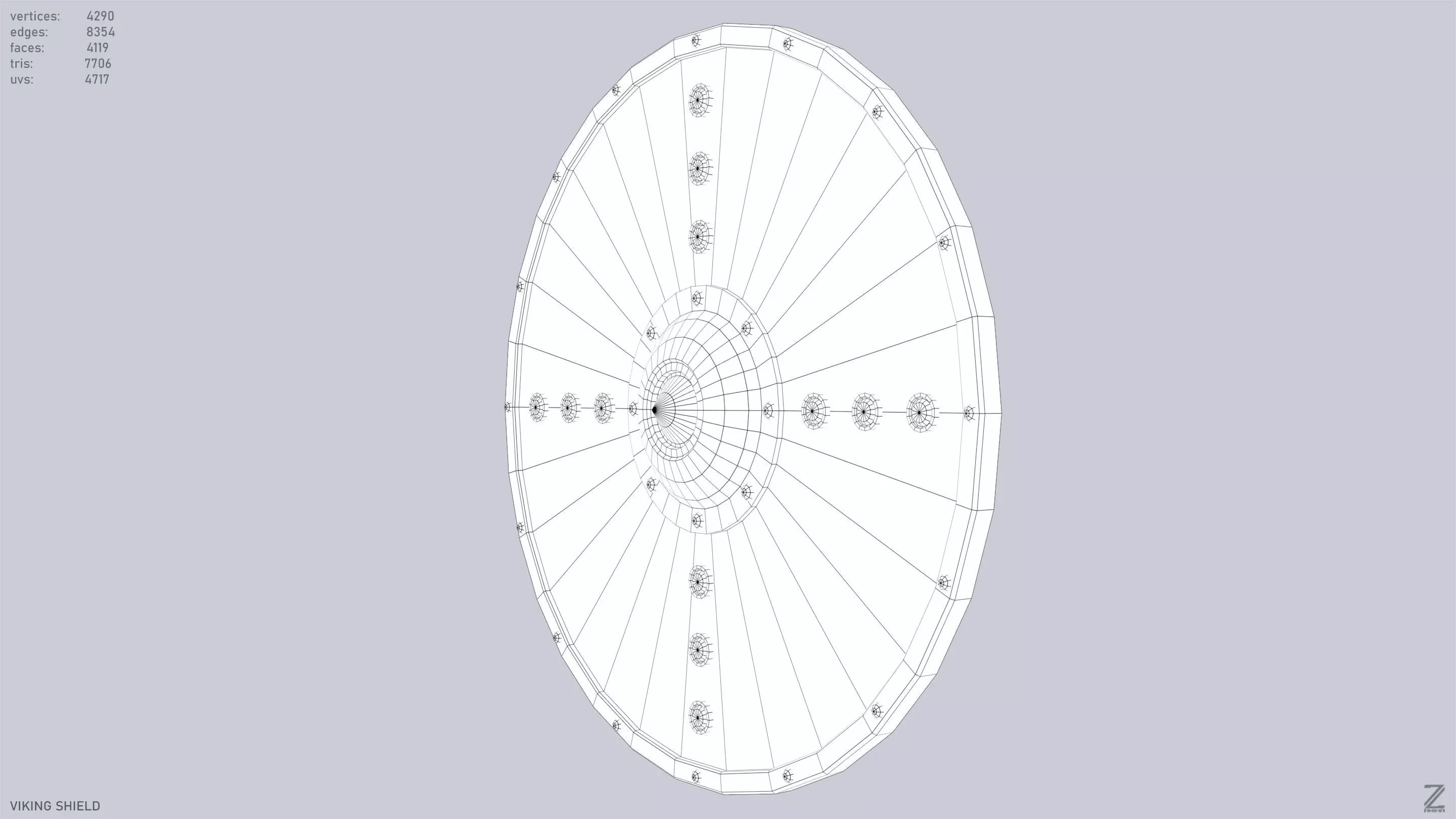 Viking shield Low-poly 3D model_10