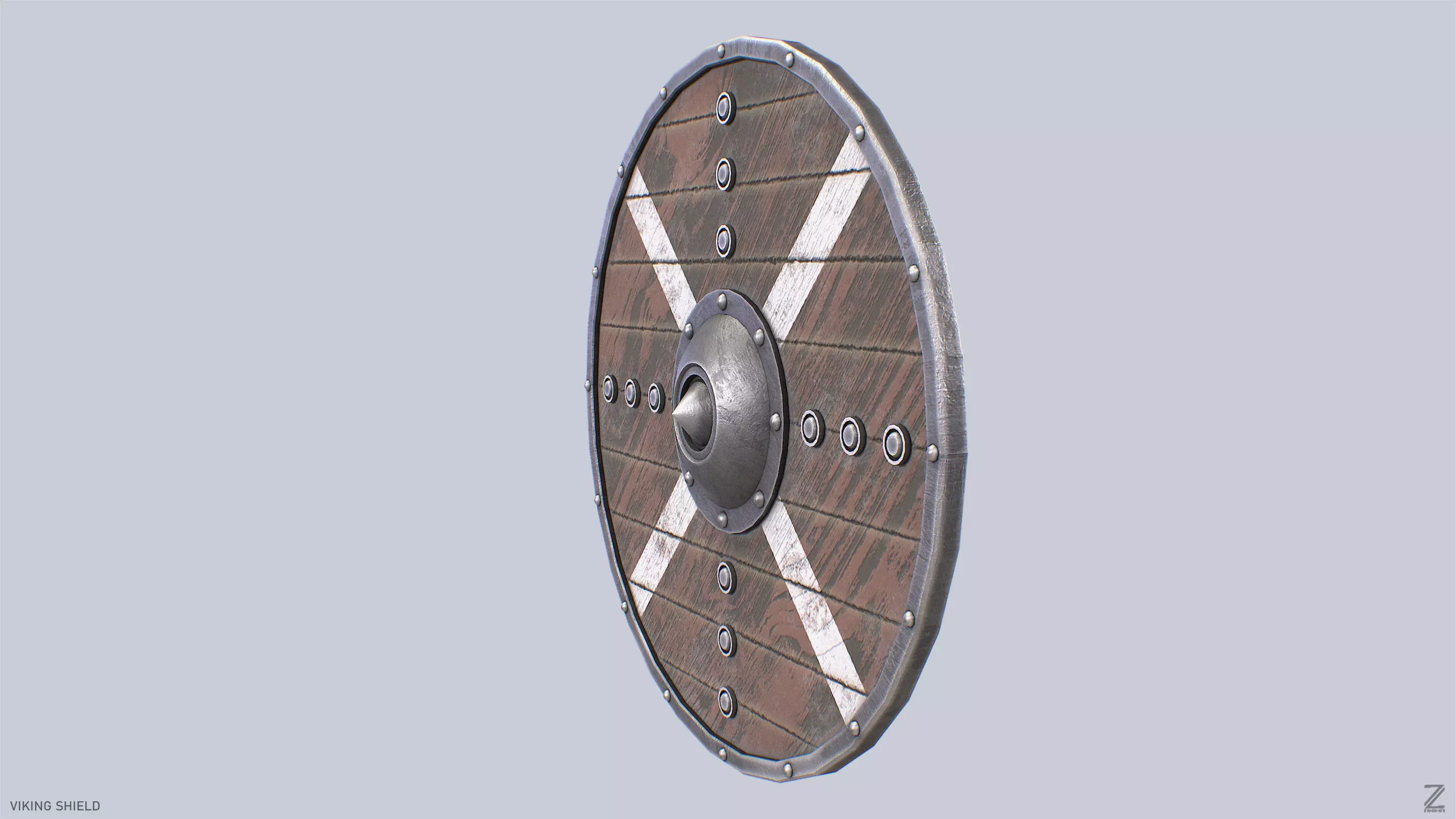 Viking shield Low-poly 3D model_2