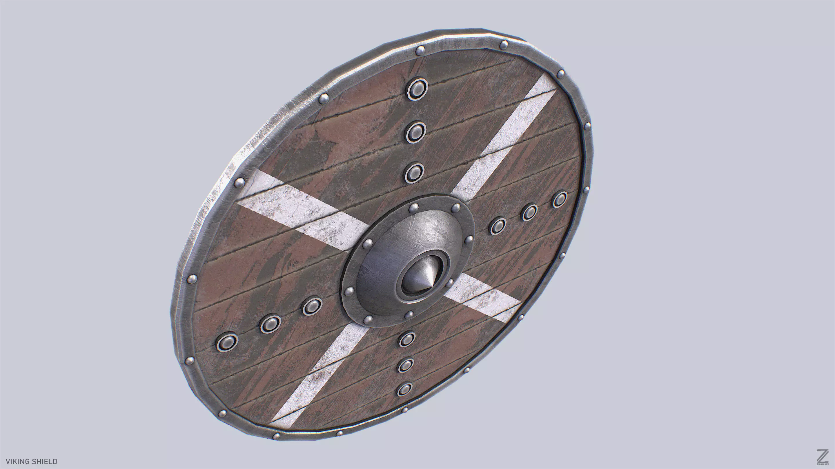 Viking shield Low-poly 3D model_7