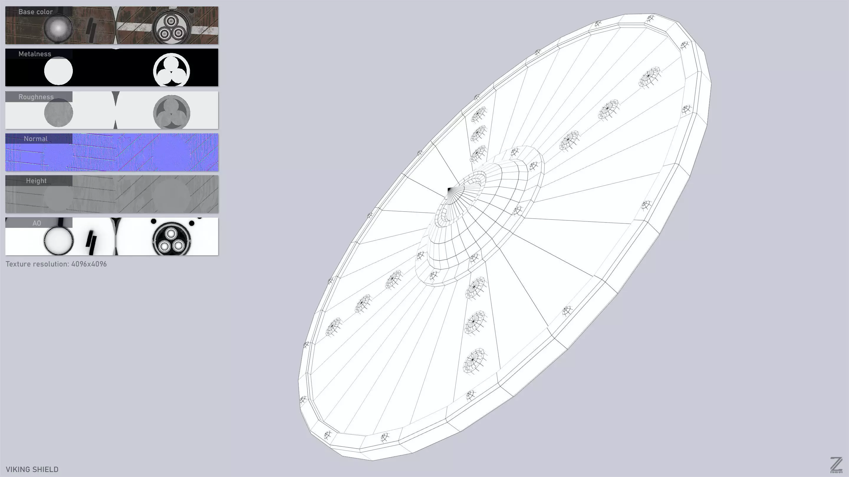 Viking shield Low-poly 3D model_4