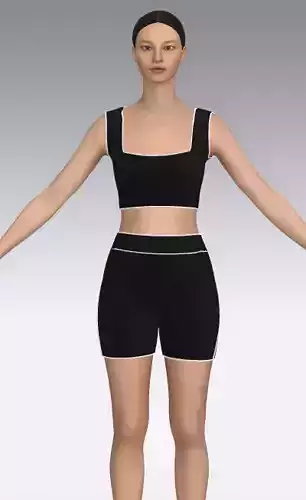 two piece suit blouse and short  Low-poly 3D model