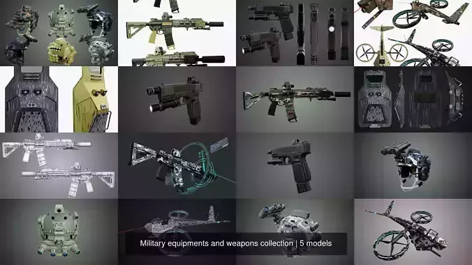 Military equipments and weapons collection 