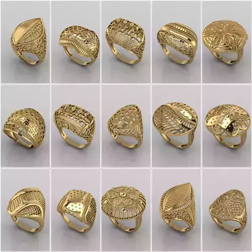 74 Files - Women Ring Womens Rings Plain Models STL  3D Model Collection