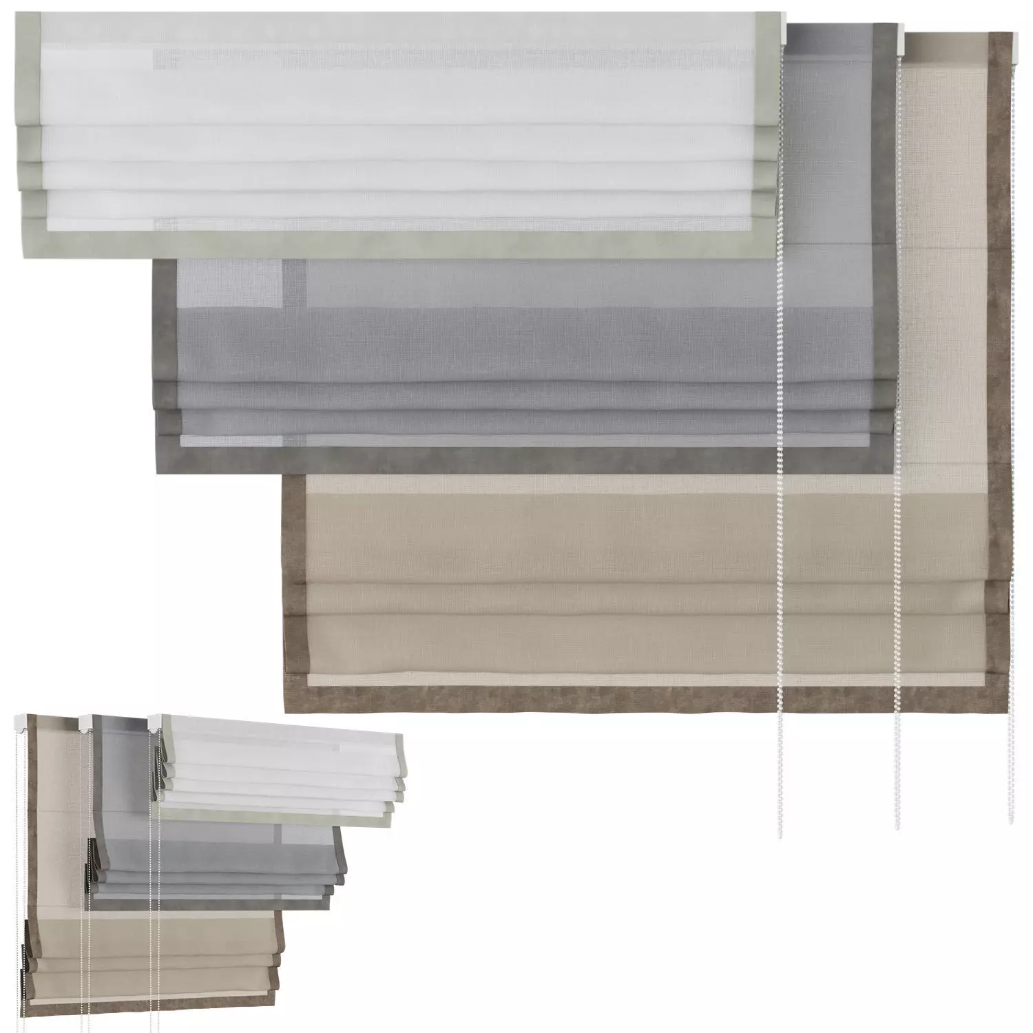 Roman Curtains 187 Sheer Fabric Matte Velvet Border 3D model
