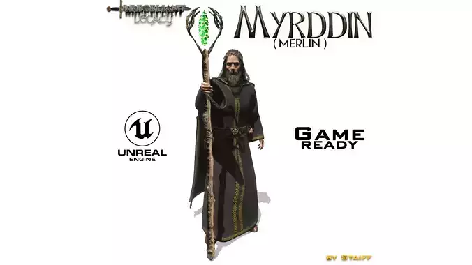 Myrddin alias Merlin Unreal 5 Character 3D model