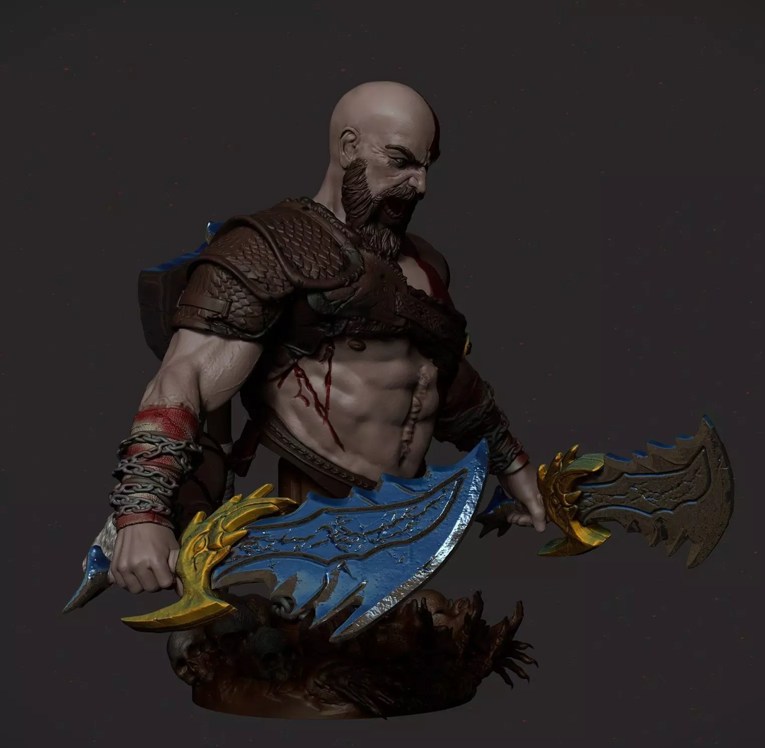 Kratos Bust from God of War Ragnarok 3D print model