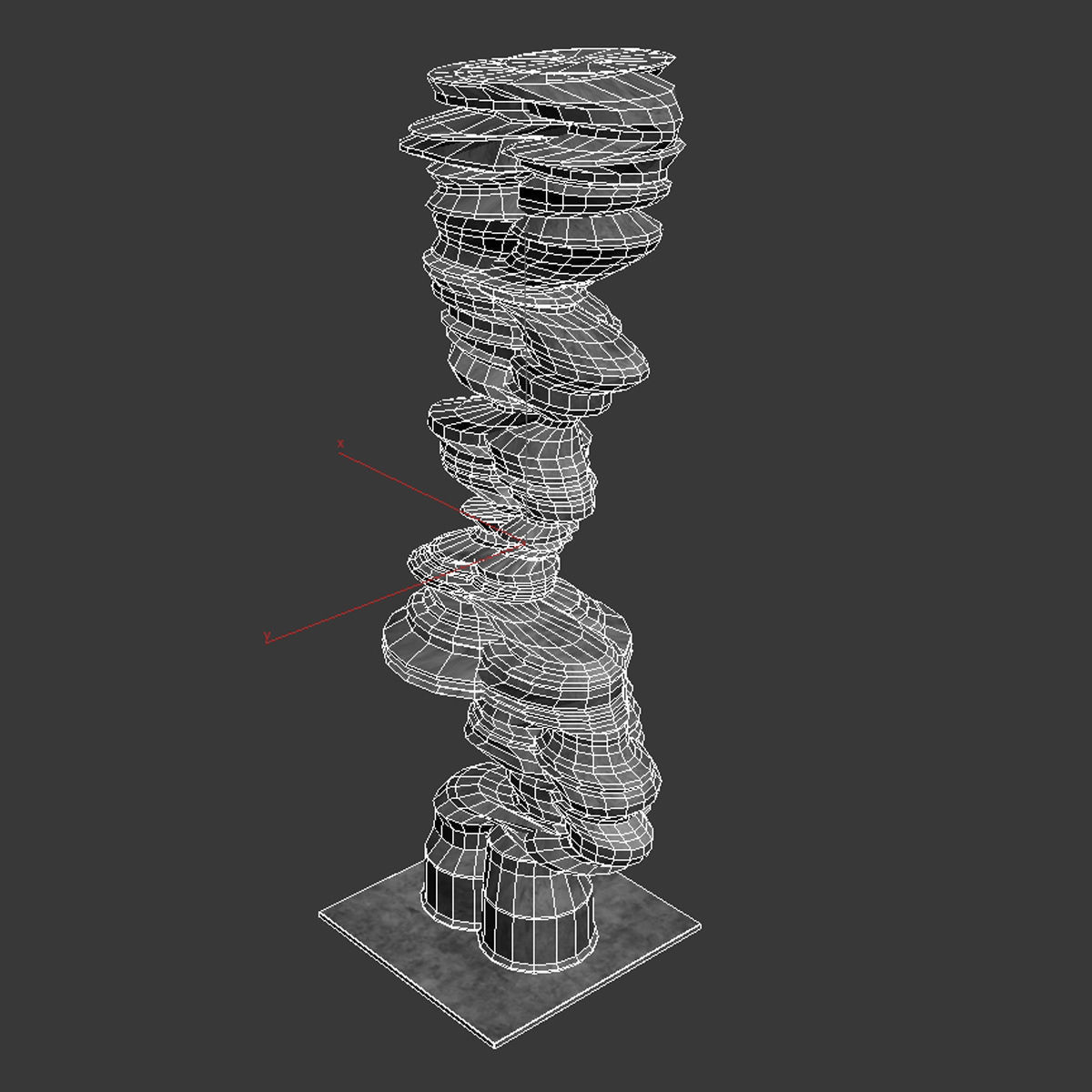 Tony Cragg abstract sculpture black stone face 3D model_7