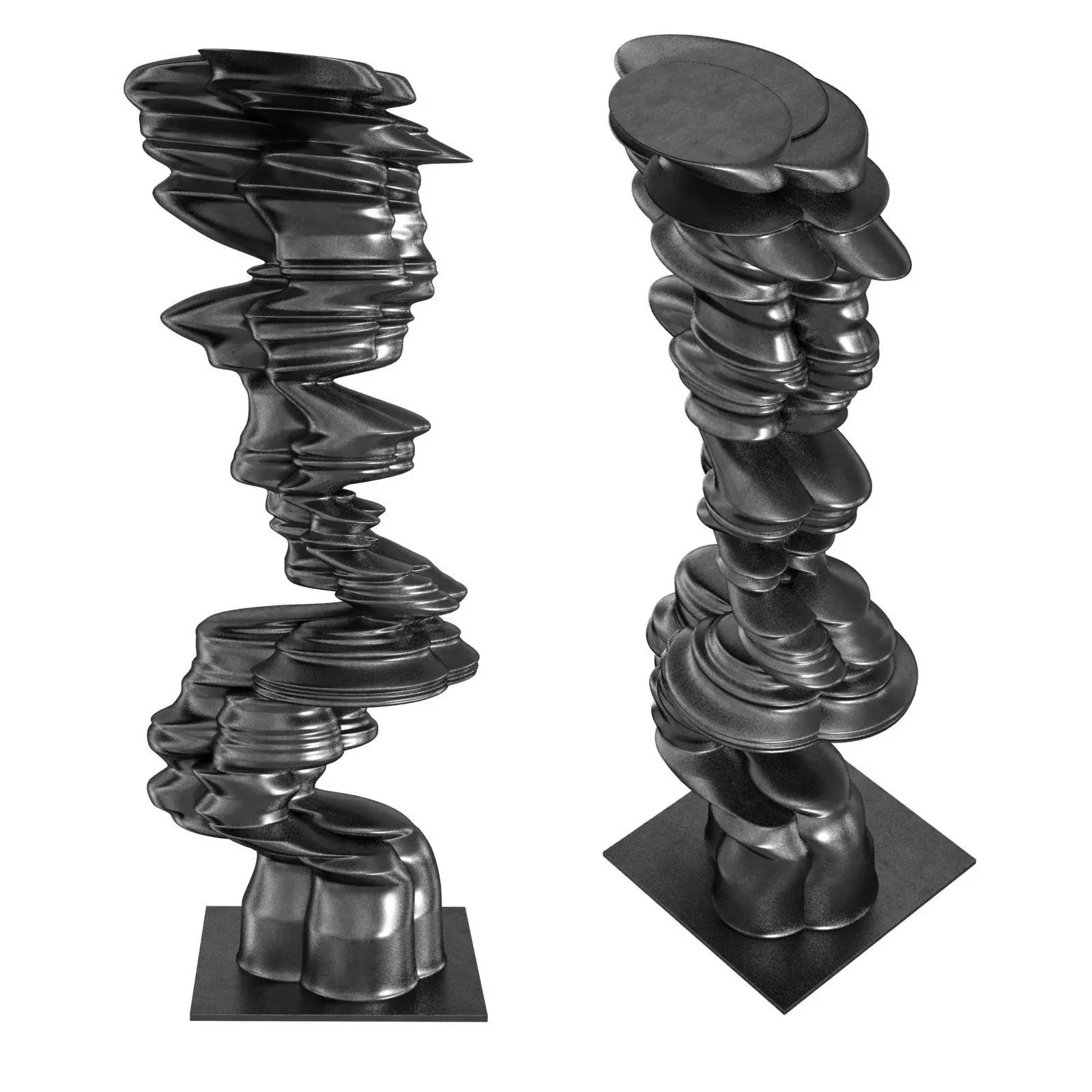 Tony Cragg abstract sculpture black stone face 3D model_0