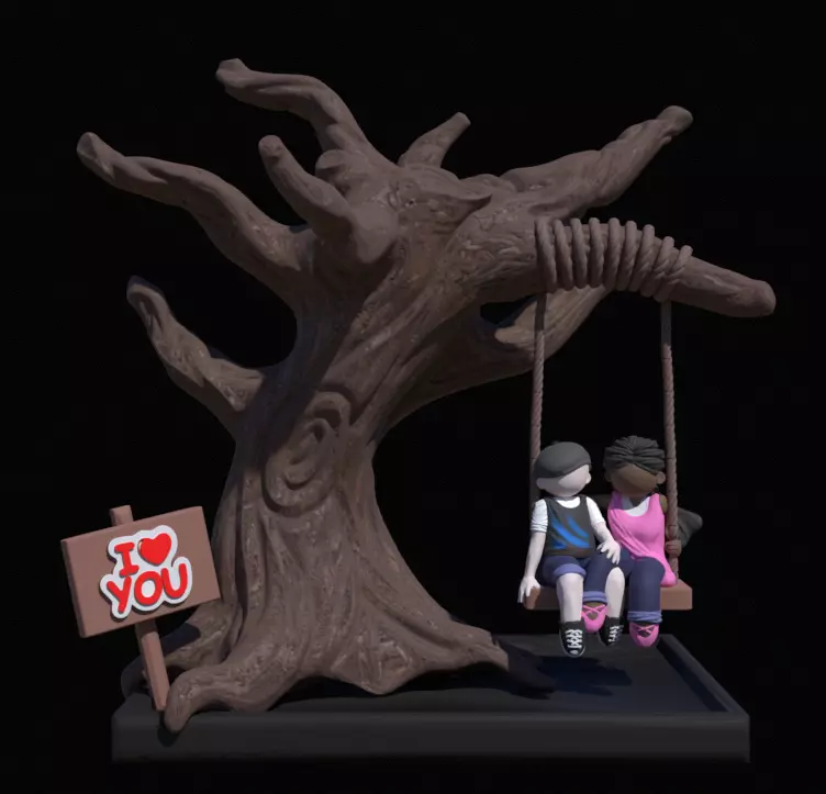 Cute Couple Tree 3D print model