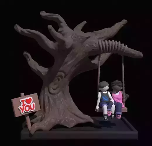 Cute Couple Tree  3D print model
