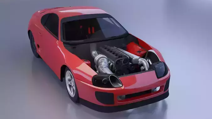 Toyota Supra Drag Racing Car Low-poly 3D model
