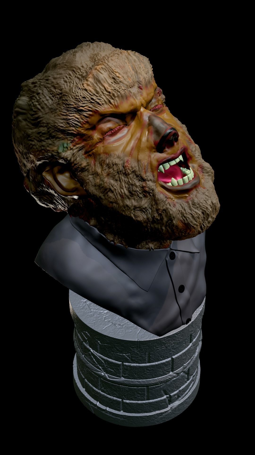 The Wolfman - 3D print model werewolf bust 3D print model_1