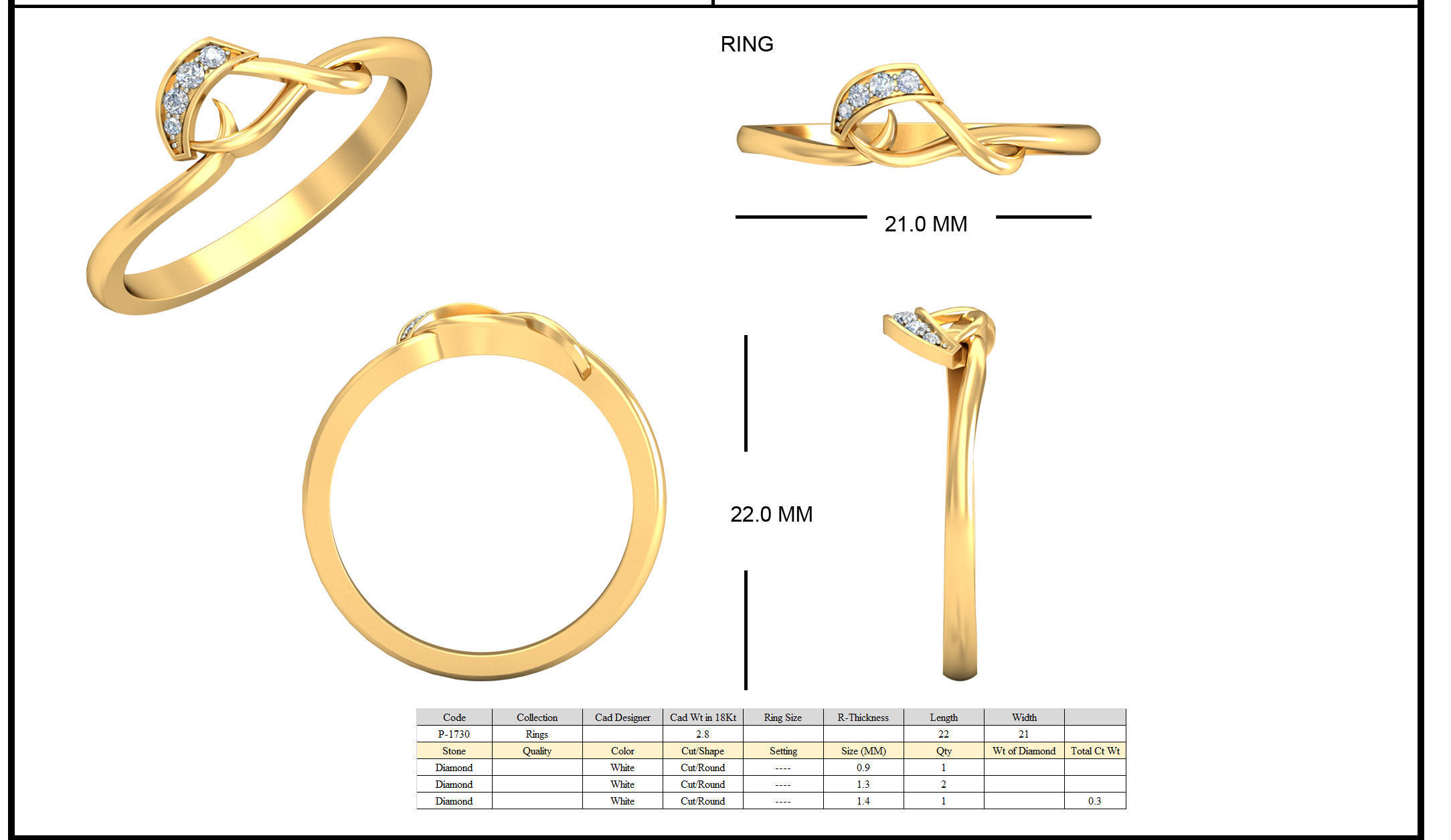 Women Diamond ring 3dm stl render detail 3D print model_5