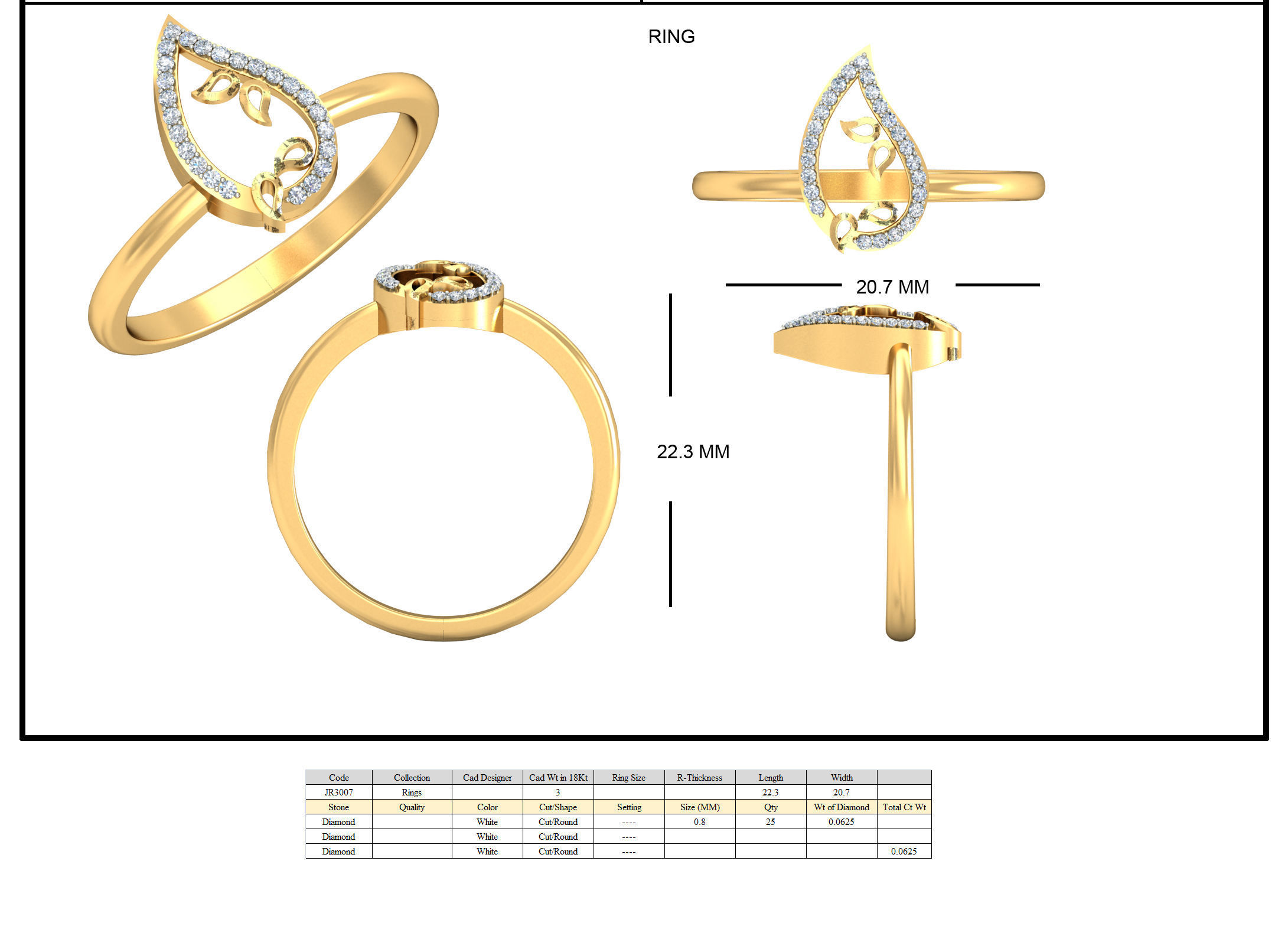 Women Diamond ring 3dm stl render detail 3D print model_5