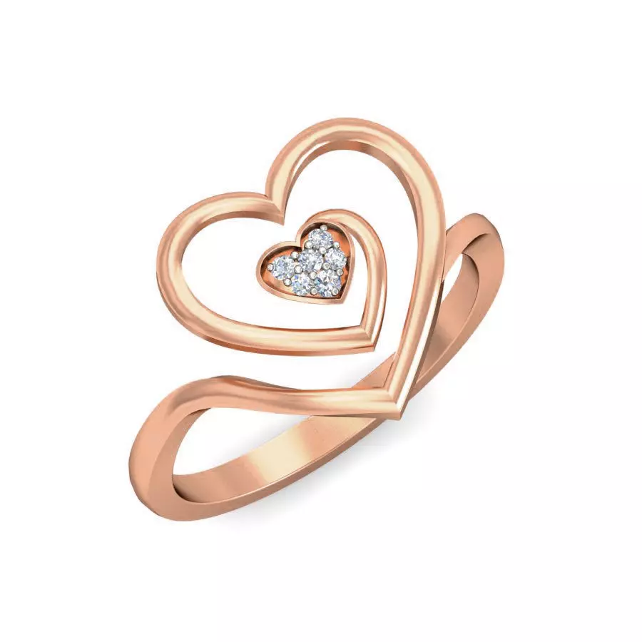 Heart Diamond Ring 3dm stl renders detail 3D print model_0
