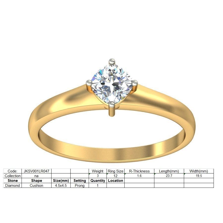 Women Solitaire Diamond Ring 3dm stl renders detail 3D print model_1