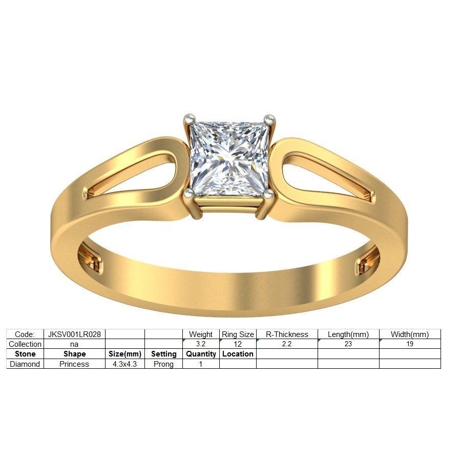 Women solitaire ring 3dm stl render detail 3D print model_1