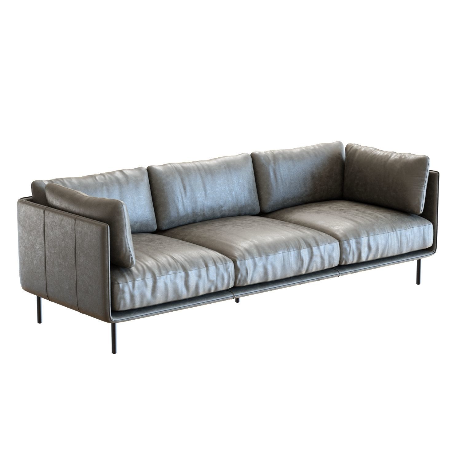 Crate and Barrel Wells Leather Grande Sofa 3D model CGTrader