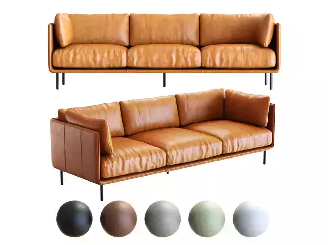 Crate and Barrel Wells Leather Grande Sofa