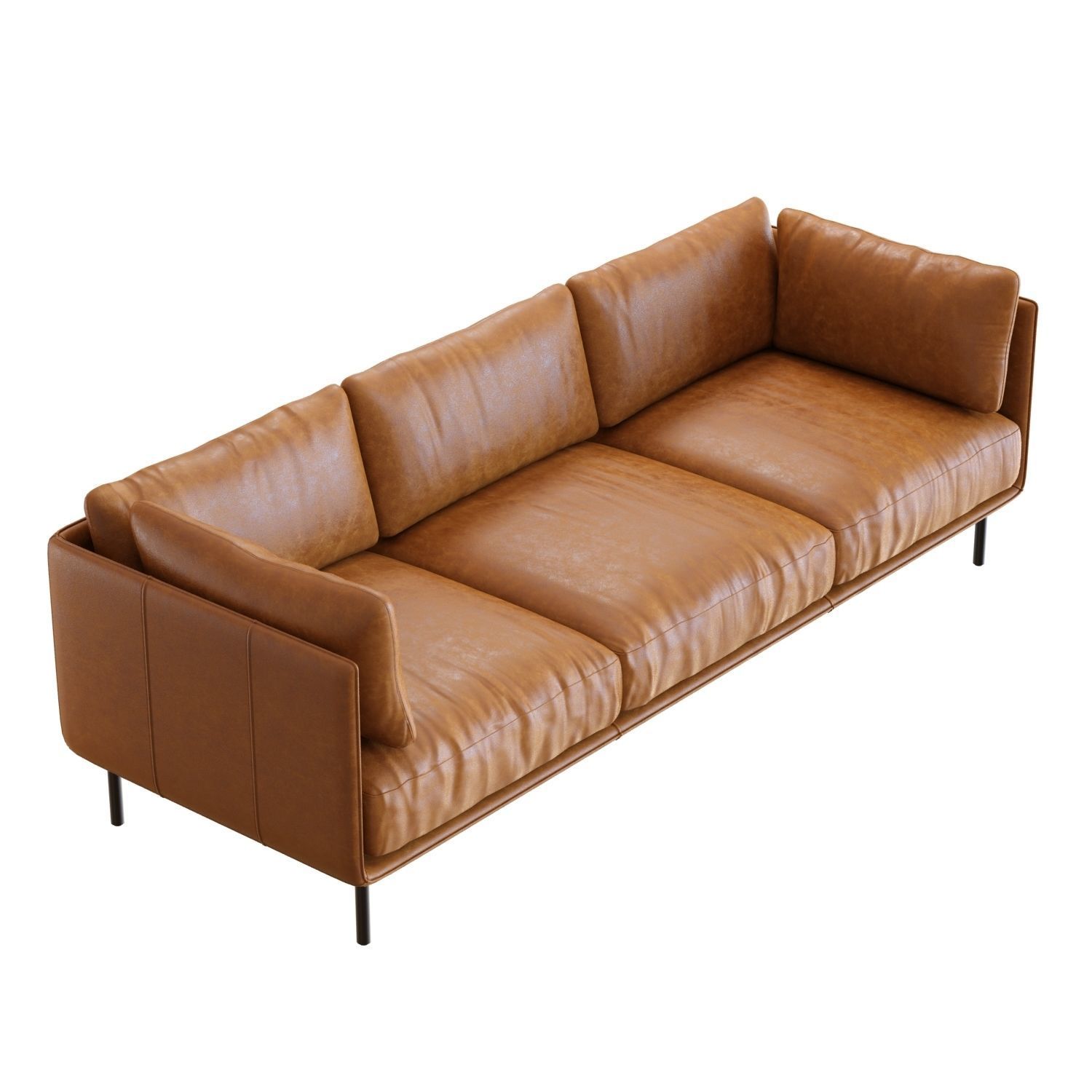 Crate and Barrel Wells Leather Grande Sofa 3D model CGTrader